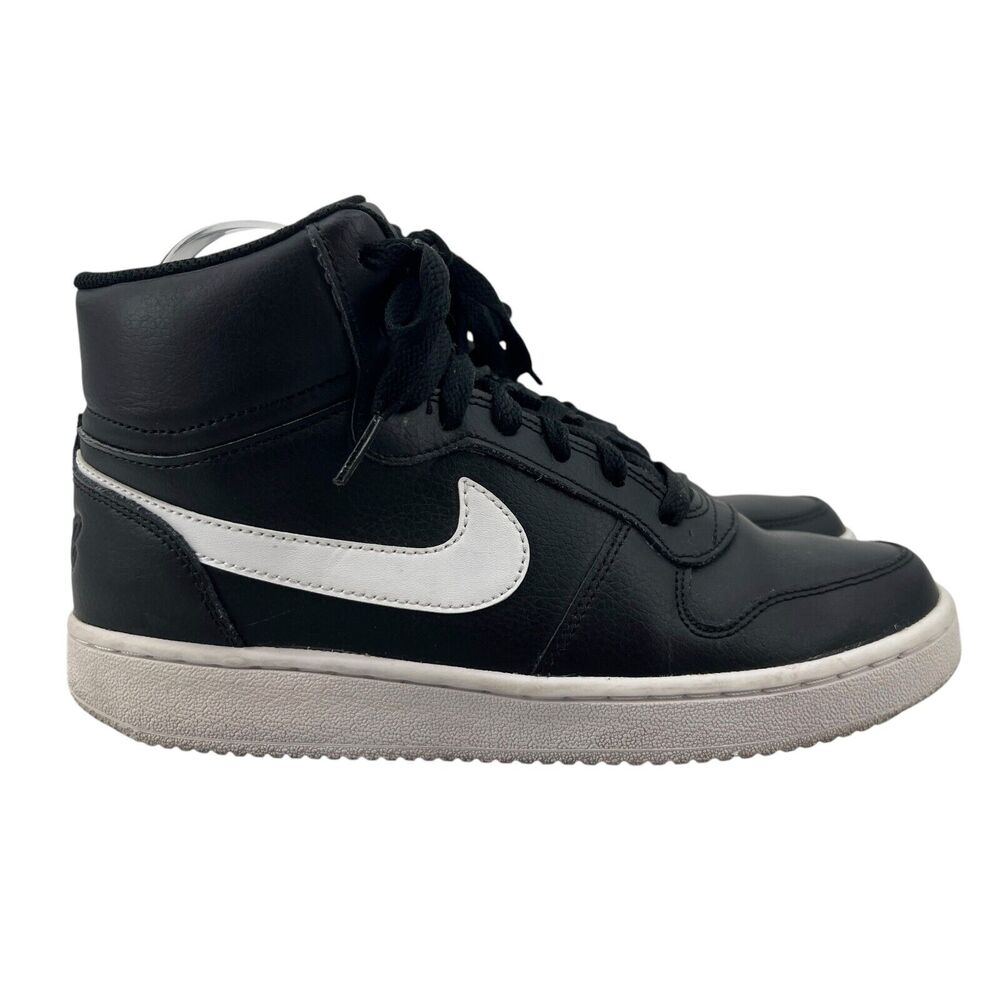Nike Womens 7.5 Ebernon Mid Everyday Sneakers Black White Shoes AQ1778-001